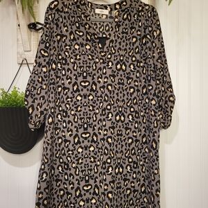 Entro Leopard Print Top with Black and Gold